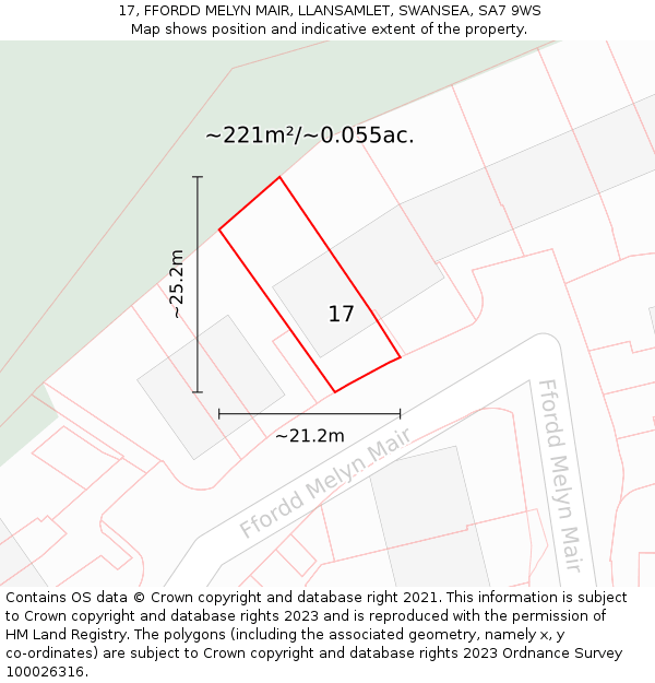 17, FFORDD MELYN MAIR, LLANSAMLET, SWANSEA, SA7 9WS: Plot and title map