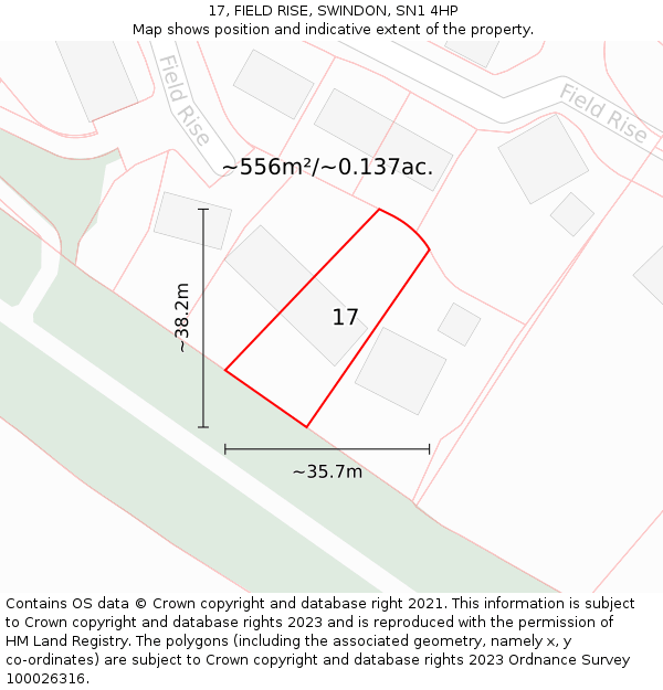 17, FIELD RISE, SWINDON, SN1 4HP: Plot and title map