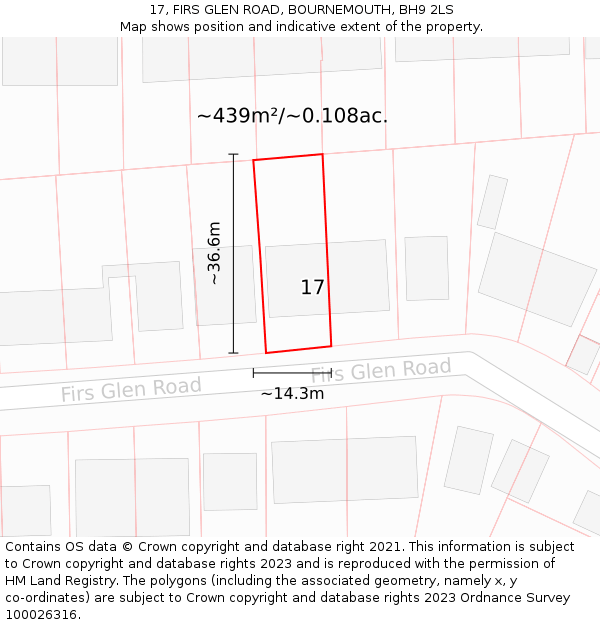 17, FIRS GLEN ROAD, BOURNEMOUTH, BH9 2LS: Plot and title map