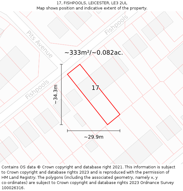 17, FISHPOOLS, LEICESTER, LE3 2UL: Plot and title map