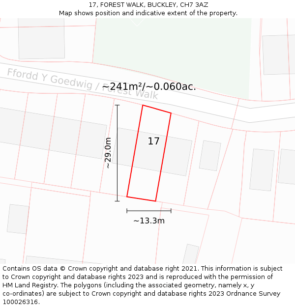 17, FOREST WALK, BUCKLEY, CH7 3AZ: Plot and title map