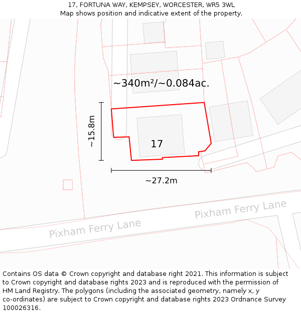 17, FORTUNA WAY, KEMPSEY, WORCESTER, WR5 3WL: Plot and title map