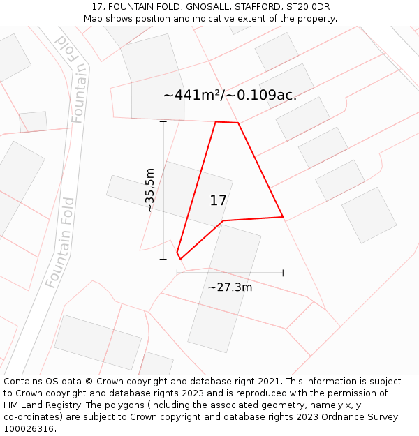17, FOUNTAIN FOLD, GNOSALL, STAFFORD, ST20 0DR: Plot and title map