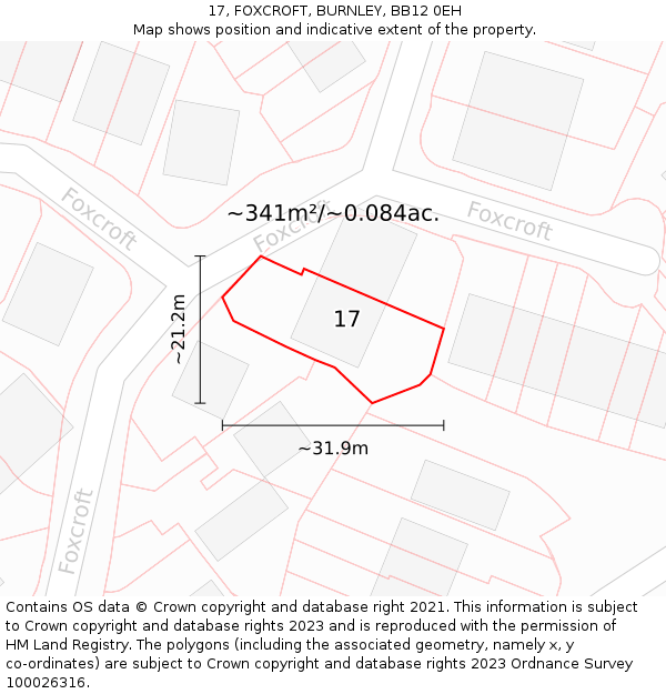 17, FOXCROFT, BURNLEY, BB12 0EH: Plot and title map