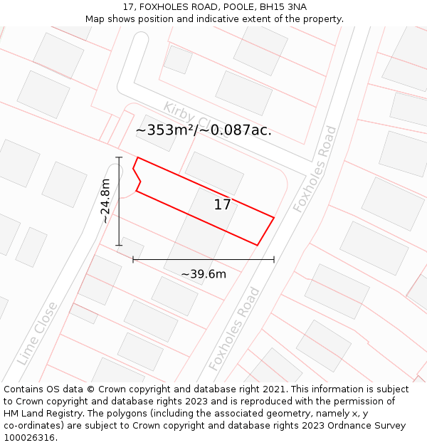 17, FOXHOLES ROAD, POOLE, BH15 3NA: Plot and title map