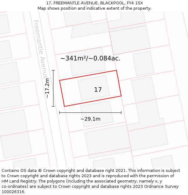 17, FREEMANTLE AVENUE, BLACKPOOL, FY4 1SX: Plot and title map