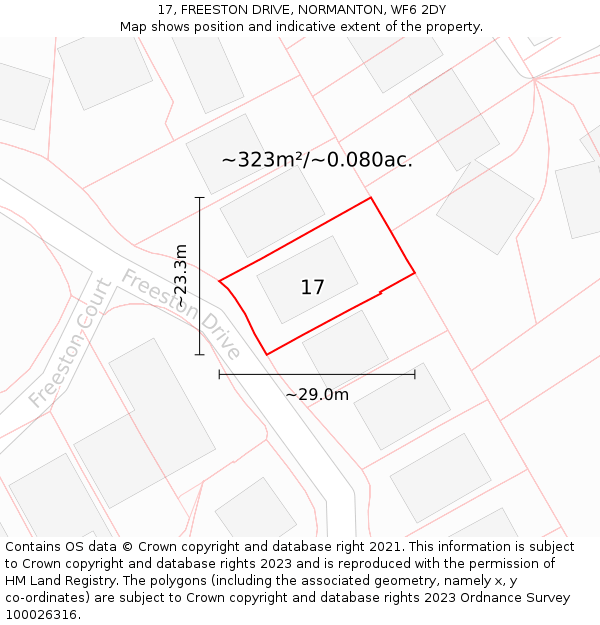 17, FREESTON DRIVE, NORMANTON, WF6 2DY: Plot and title map