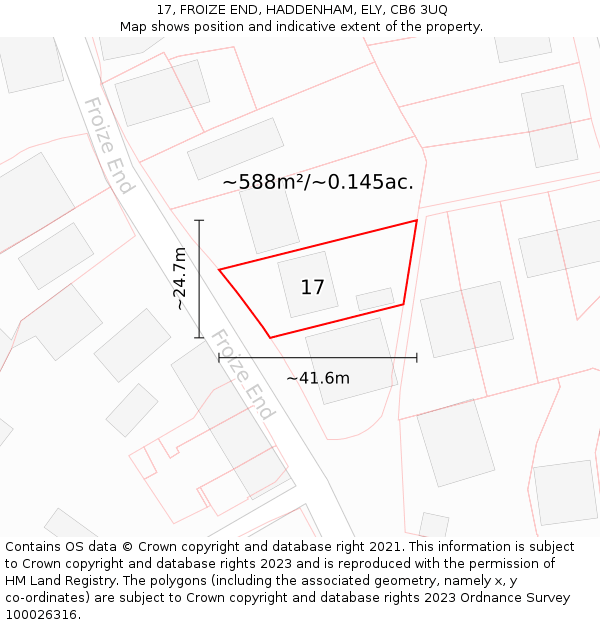 17, FROIZE END, HADDENHAM, ELY, CB6 3UQ: Plot and title map