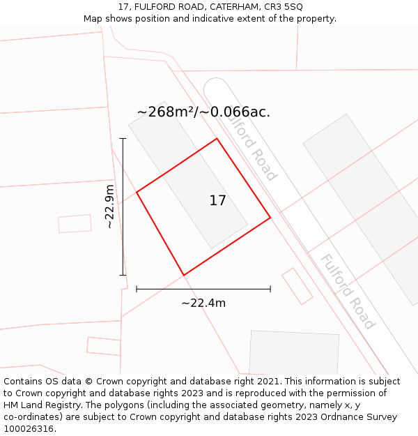 17, FULFORD ROAD, CATERHAM, CR3 5SQ: Plot and title map