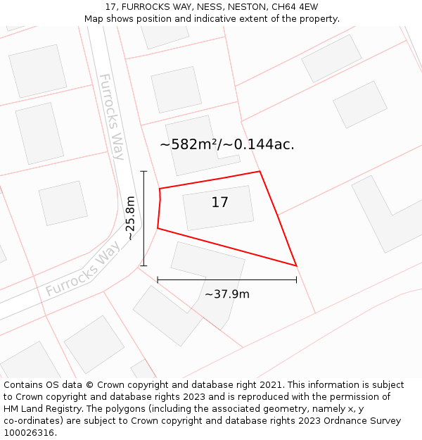 17, FURROCKS WAY, NESS, NESTON, CH64 4EW: Plot and title map