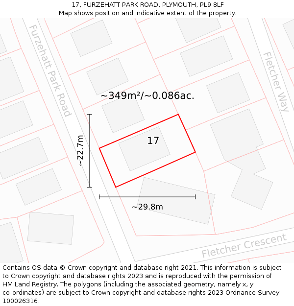 17, FURZEHATT PARK ROAD, PLYMOUTH, PL9 8LF: Plot and title map