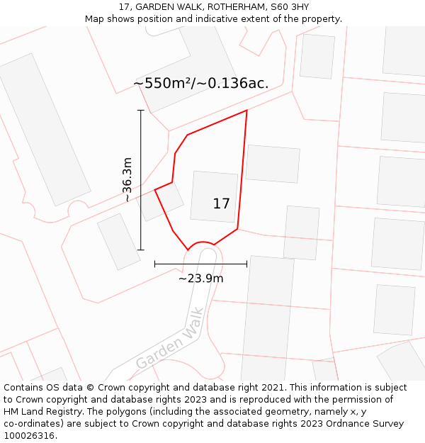 17, GARDEN WALK, ROTHERHAM, S60 3HY: Plot and title map