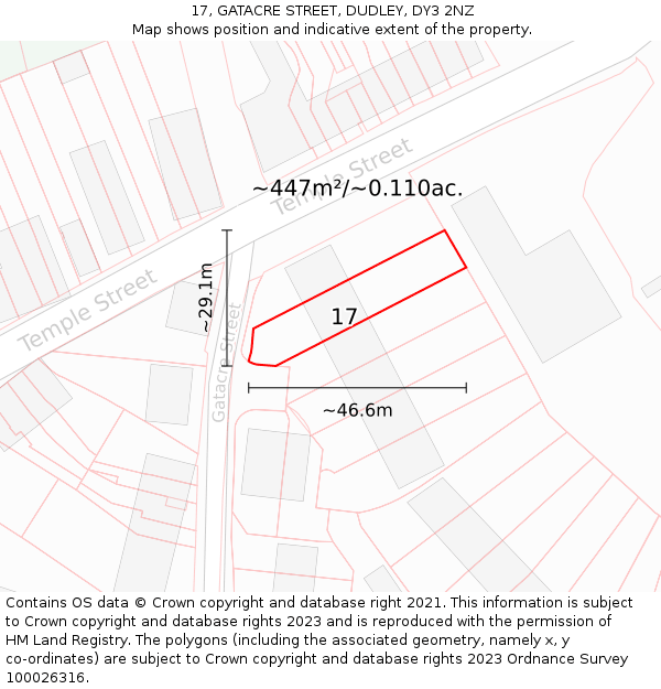 17, GATACRE STREET, DUDLEY, DY3 2NZ: Plot and title map