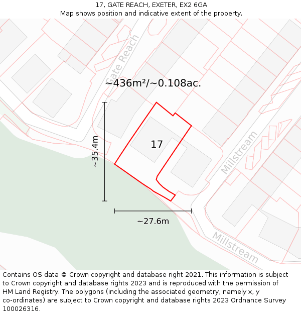 17, GATE REACH, EXETER, EX2 6GA: Plot and title map