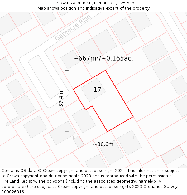 17, GATEACRE RISE, LIVERPOOL, L25 5LA: Plot and title map