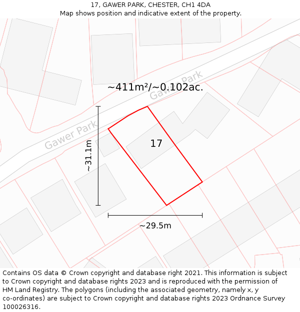 17, GAWER PARK, CHESTER, CH1 4DA: Plot and title map