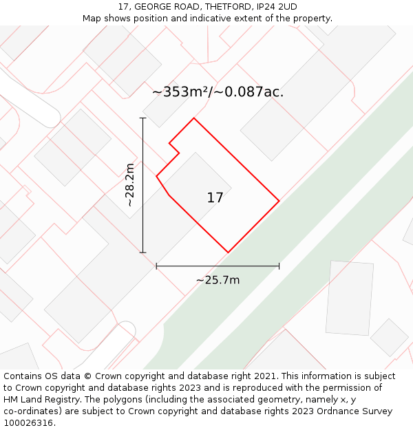 17, GEORGE ROAD, THETFORD, IP24 2UD: Plot and title map