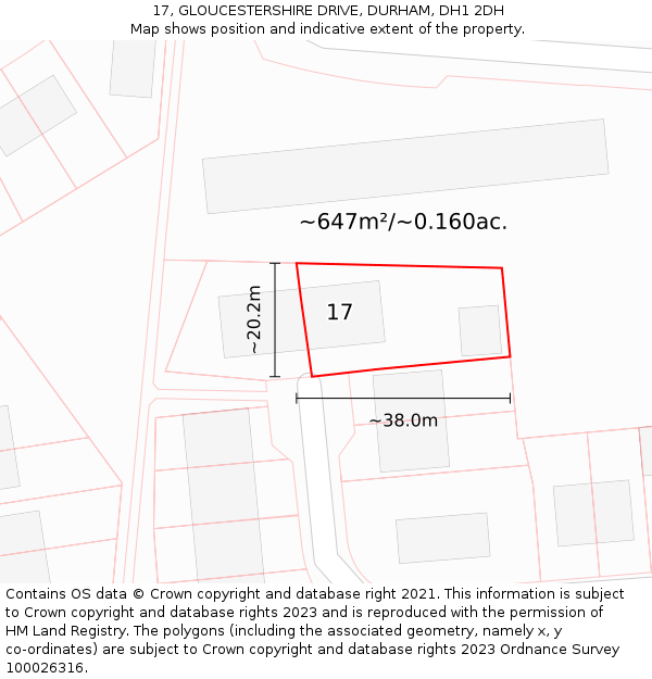 17, GLOUCESTERSHIRE DRIVE, DURHAM, DH1 2DH: Plot and title map