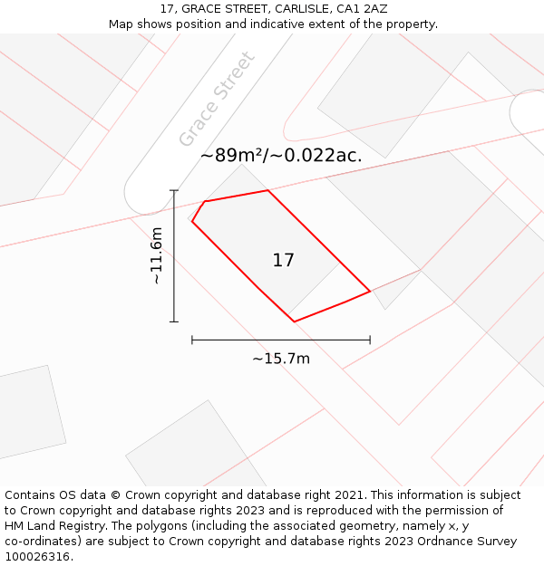 17, GRACE STREET, CARLISLE, CA1 2AZ: Plot and title map