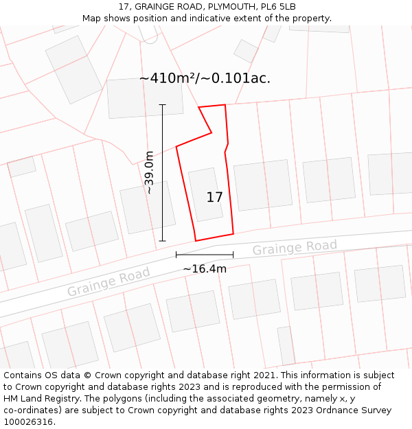 17, GRAINGE ROAD, PLYMOUTH, PL6 5LB: Plot and title map