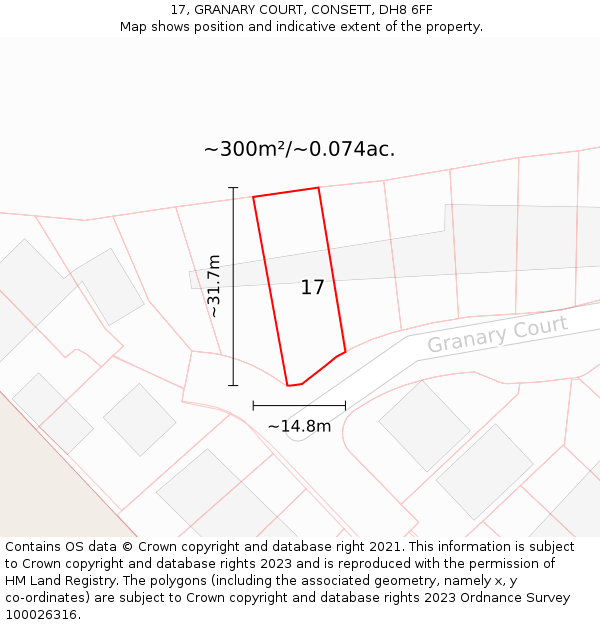 17, GRANARY COURT, CONSETT, DH8 6FF: Plot and title map