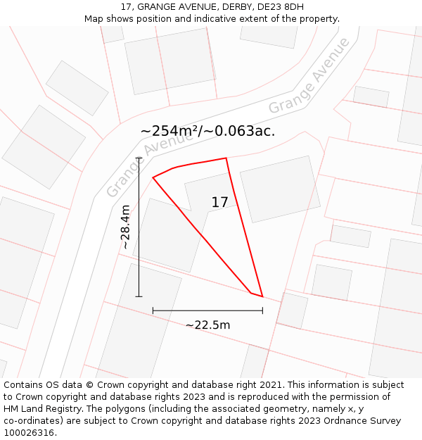 17, GRANGE AVENUE, DERBY, DE23 8DH: Plot and title map