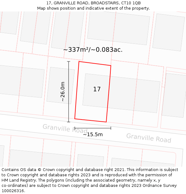 17, GRANVILLE ROAD, BROADSTAIRS, CT10 1QB: Plot and title map