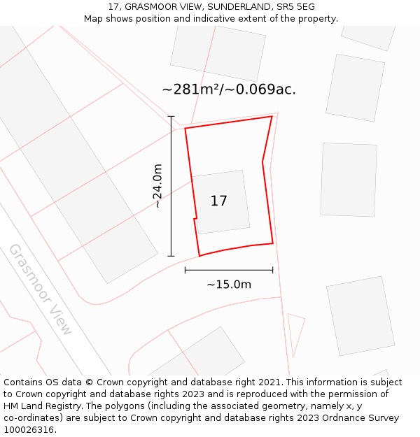 17, GRASMOOR VIEW, SUNDERLAND, SR5 5EG: Plot and title map