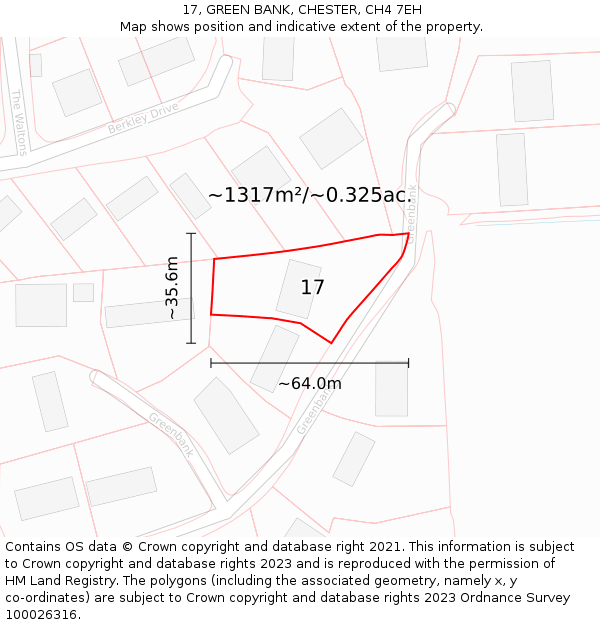 17, GREEN BANK, CHESTER, CH4 7EH: Plot and title map