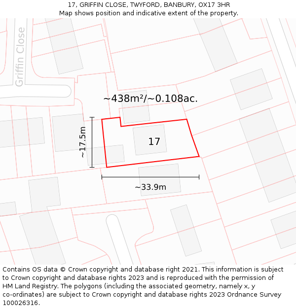 17, GRIFFIN CLOSE, TWYFORD, BANBURY, OX17 3HR: Plot and title map