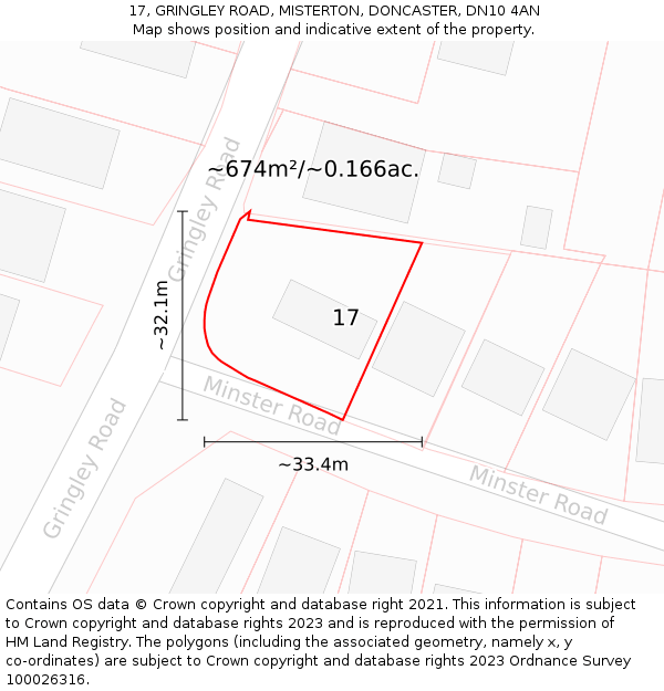 17, GRINGLEY ROAD, MISTERTON, DONCASTER, DN10 4AN: Plot and title map