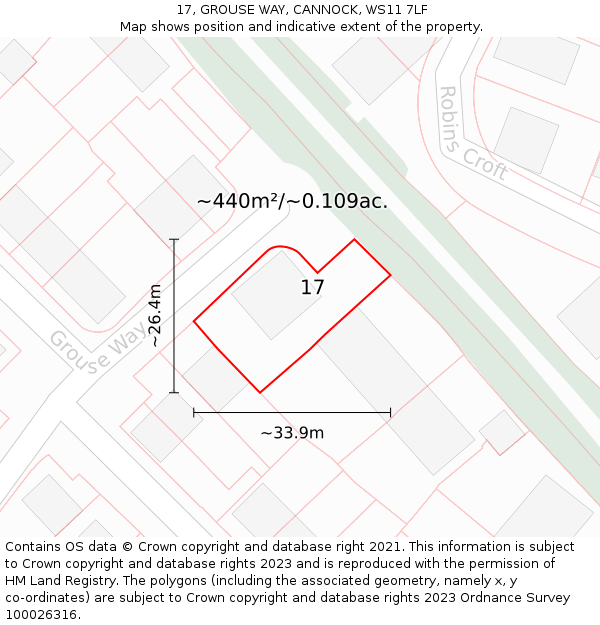 17, GROUSE WAY, CANNOCK, WS11 7LF: Plot and title map