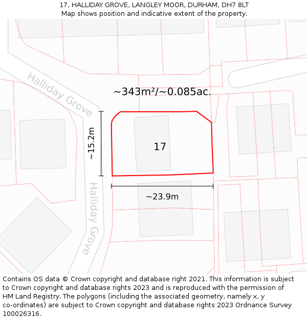 17, HALLIDAY GROVE, LANGLEY MOOR, DURHAM, DH7 8LT: Plot and title map