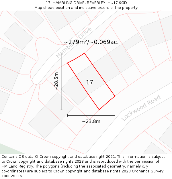 17, HAMBLING DRIVE, BEVERLEY, HU17 9GD: Plot and title map