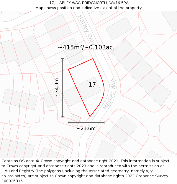 17, HARLEY WAY, BRIDGNORTH, WV16 5PA: Plot and title map