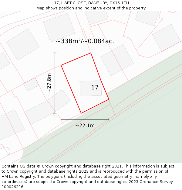 17, HART CLOSE, BANBURY, OX16 1EH: Plot and title map