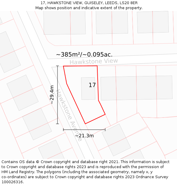 17, HAWKSTONE VIEW, GUISELEY, LEEDS, LS20 8ER: Plot and title map