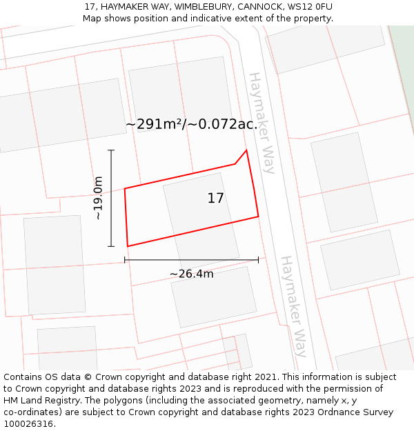 17, HAYMAKER WAY, WIMBLEBURY, CANNOCK, WS12 0FU: Plot and title map