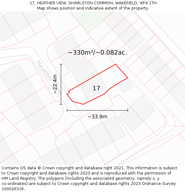 17, HEATHER VIEW, SHARLSTON COMMON, WAKEFIELD, WF4 1TH: Plot and title map