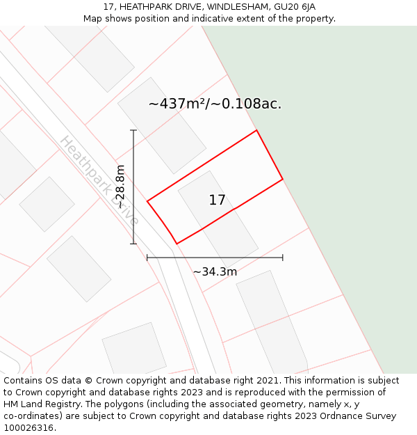 17, HEATHPARK DRIVE, WINDLESHAM, GU20 6JA: Plot and title map