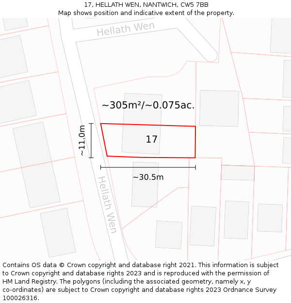 17, HELLATH WEN, NANTWICH, CW5 7BB: Plot and title map