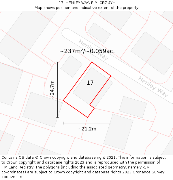 17, HENLEY WAY, ELY, CB7 4YH: Plot and title map