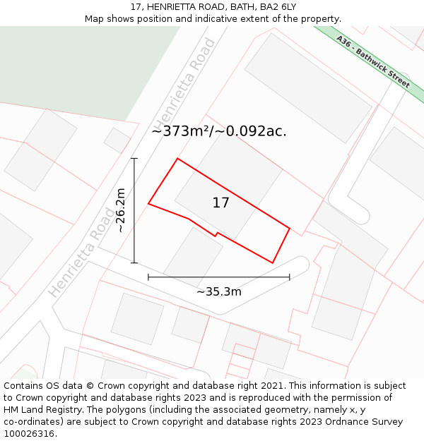 17, HENRIETTA ROAD, BATH, BA2 6LY: Plot and title map