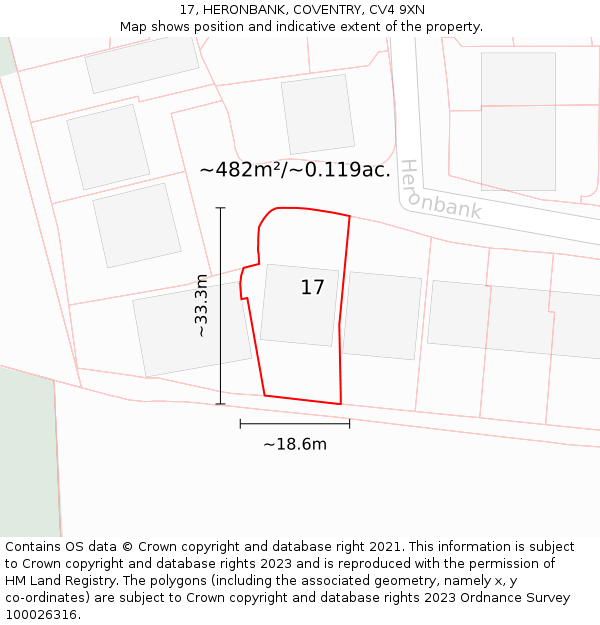 17, HERONBANK, COVENTRY, CV4 9XN: Plot and title map