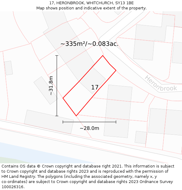 17, HERONBROOK, WHITCHURCH, SY13 1BE: Plot and title map