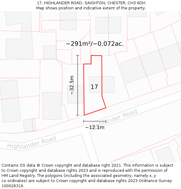 17, HIGHLANDER ROAD, SAIGHTON, CHESTER, CH3 6DH: Plot and title map