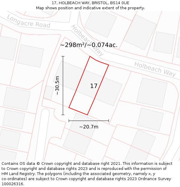 17, HOLBEACH WAY, BRISTOL, BS14 0UE: Plot and title map