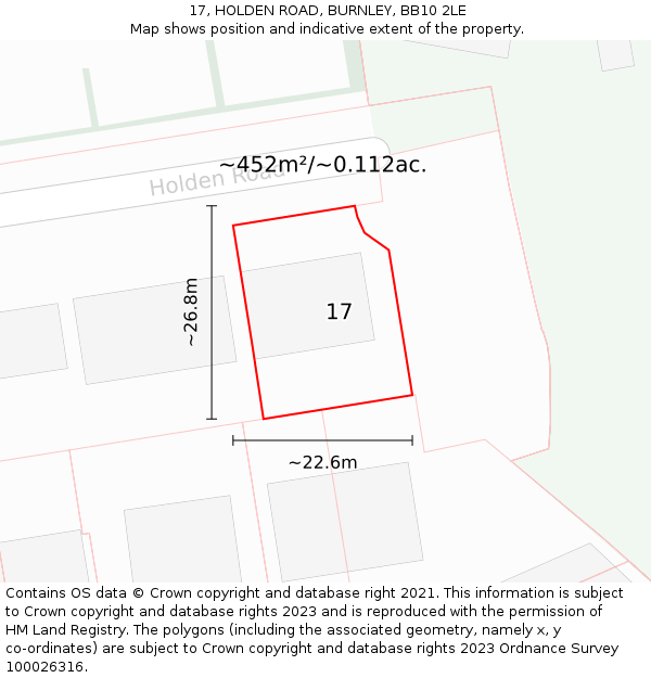 17, HOLDEN ROAD, BURNLEY, BB10 2LE: Plot and title map