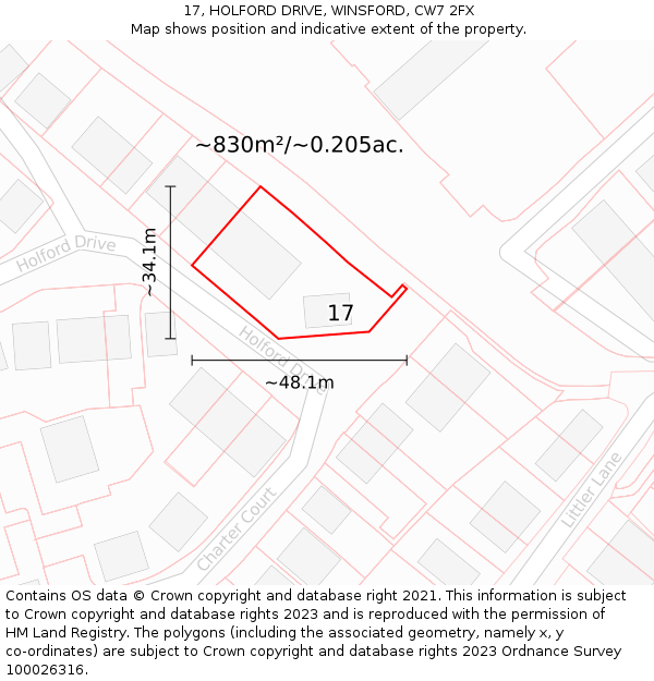 17, HOLFORD DRIVE, WINSFORD, CW7 2FX: Plot and title map