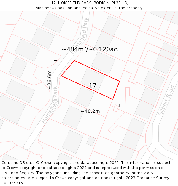 17, HOMEFIELD PARK, BODMIN, PL31 1DJ: Plot and title map